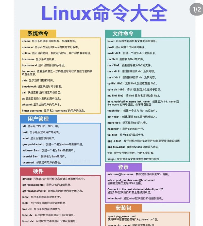 Linux命令大全新手入门指南（从零开始学习Linux命令，快速掌握常用操作）